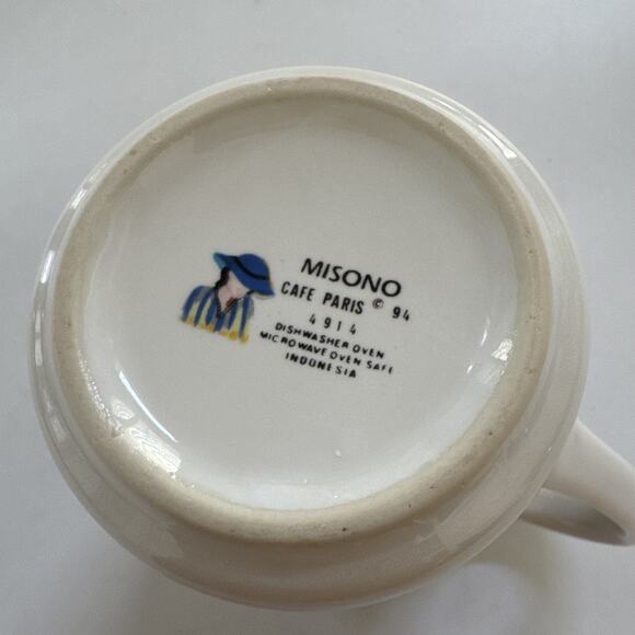 Vintage MISONO Cafe Paris Coffee Mug Women Hats 4914 Casual Setting 1994 Art - Picture 6 of 8